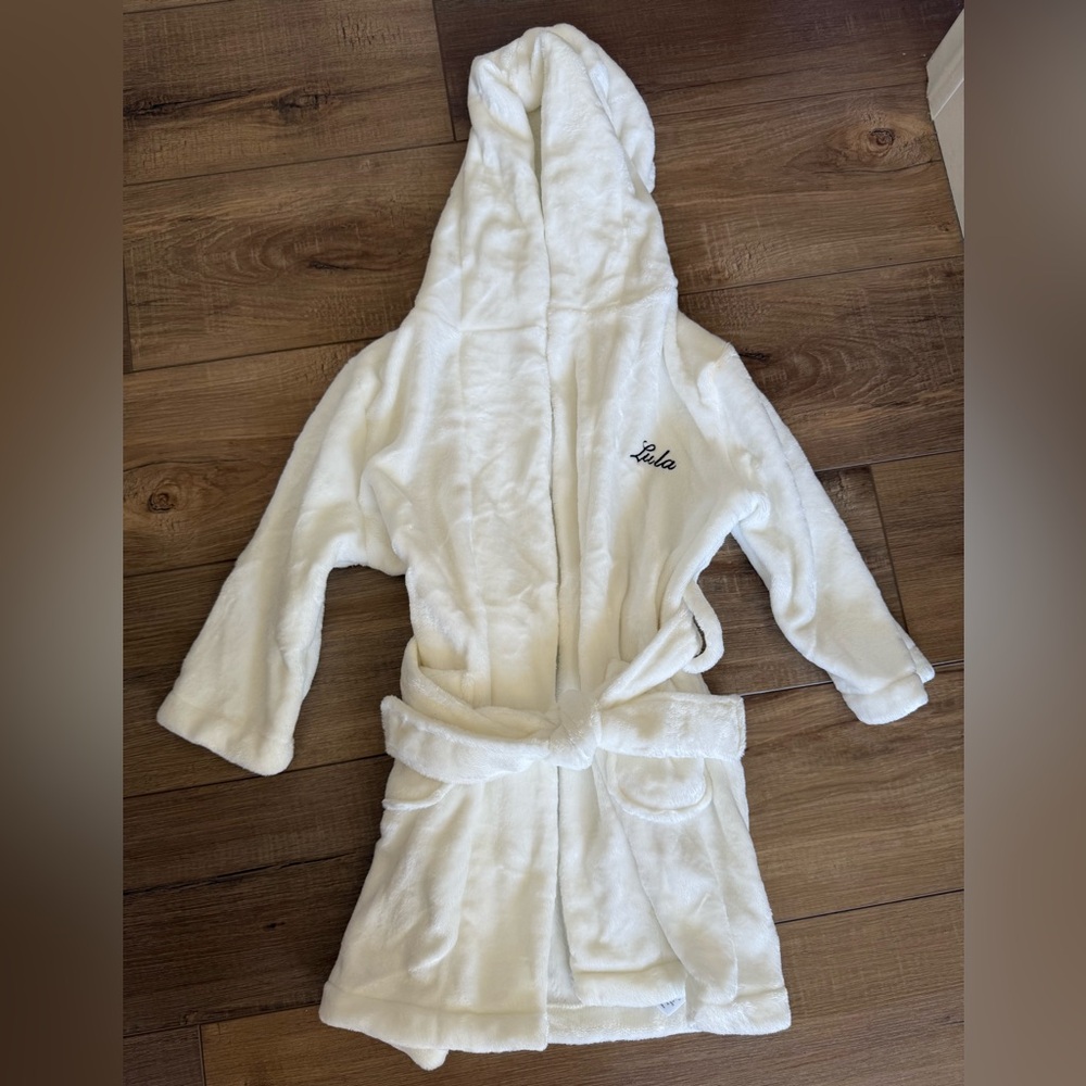 Pottery Barn Kids Cozy Cream Hooded Bathrobe